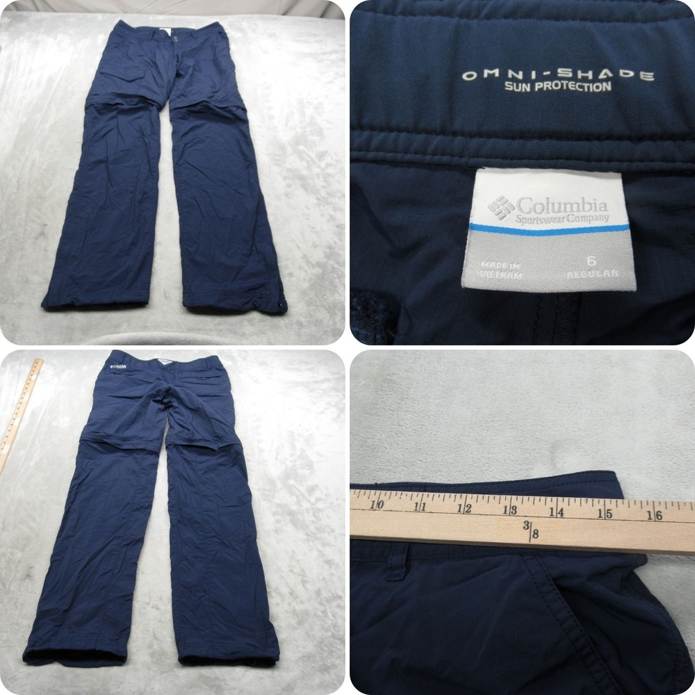 Columbia PFG Pants Womens 6 Navy Lightweight Convertible Water Resistant 30x31